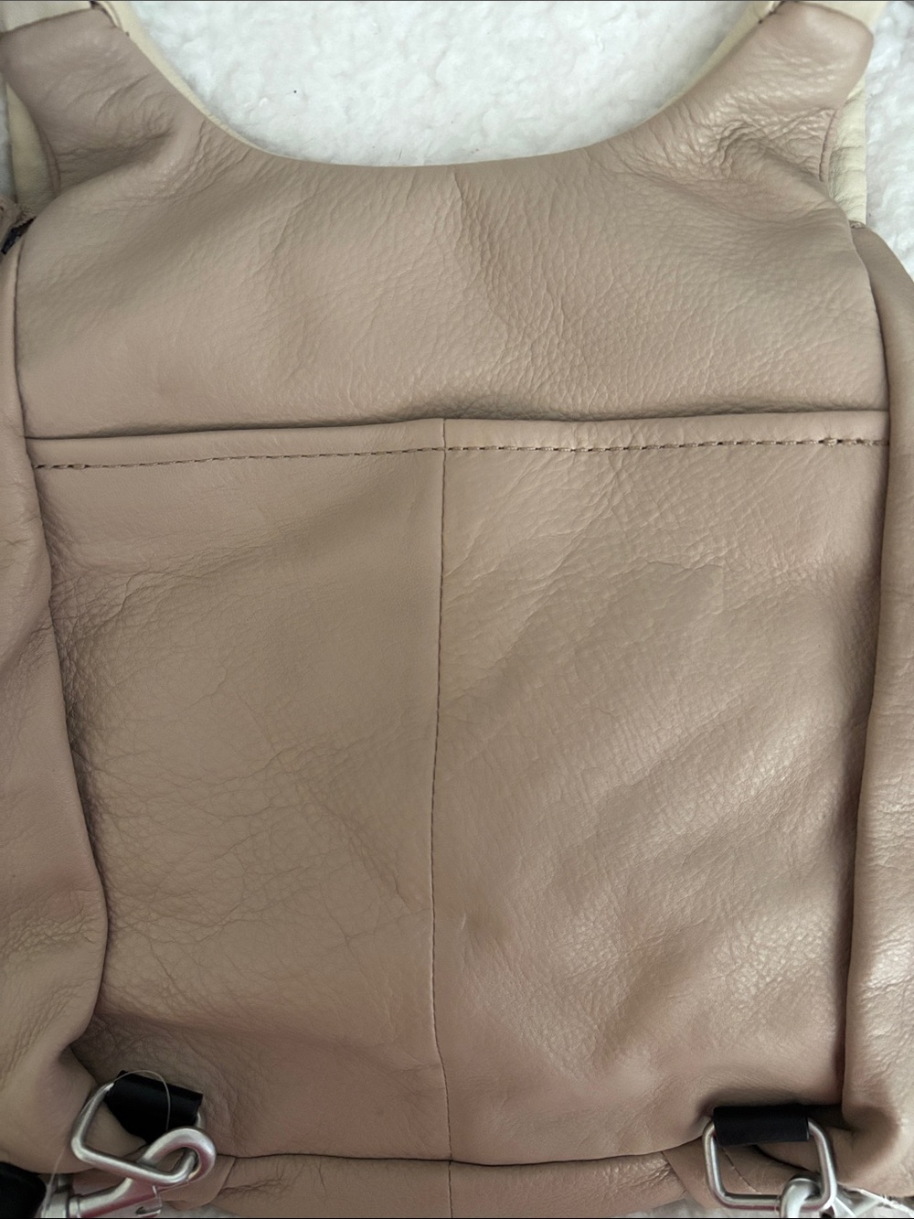 American Leather Two-Tone Beige & Cream Backpack - Picture 6 of 11